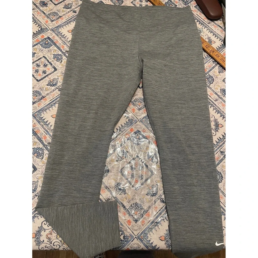 Nike Dri-FIT Womens XL Heathered Gray High Waisted Athletic Leggings DD0252-068